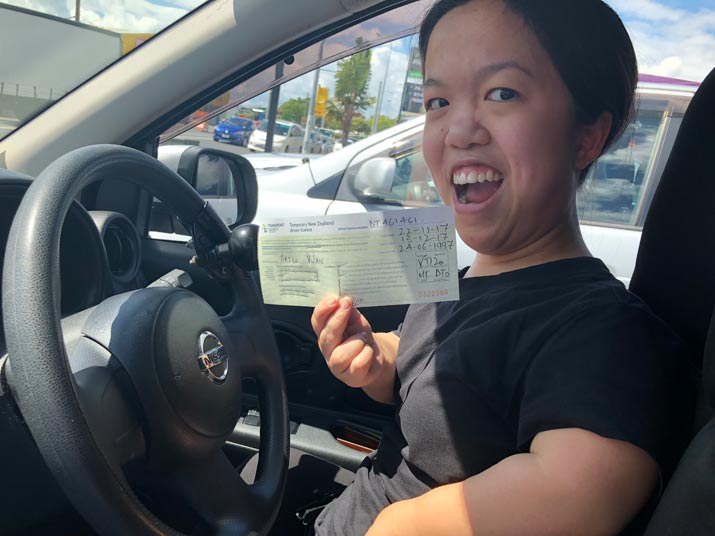 Hazel celebrates passing her driving test
