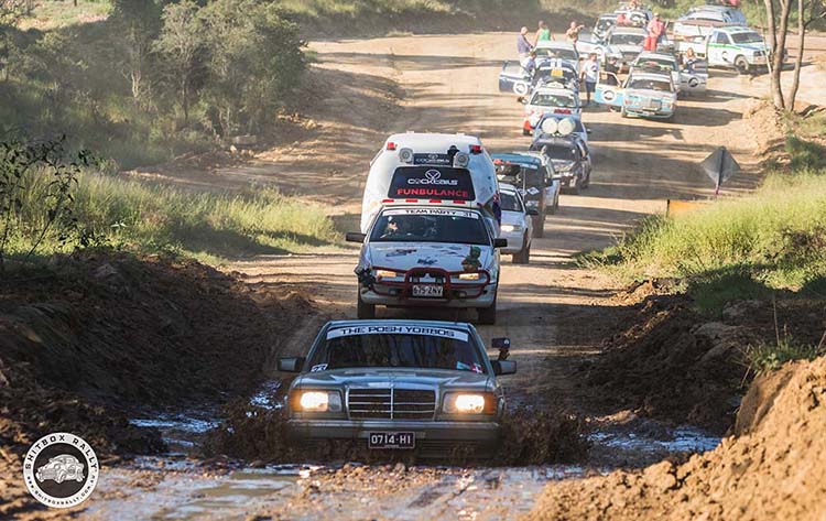 Giant mud holes on the rally course