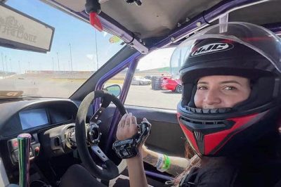 Christina Vithoulkas driving her Drift Car